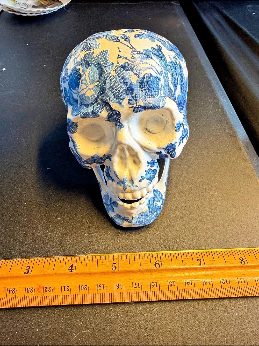 Blue Floral Decorative Skull